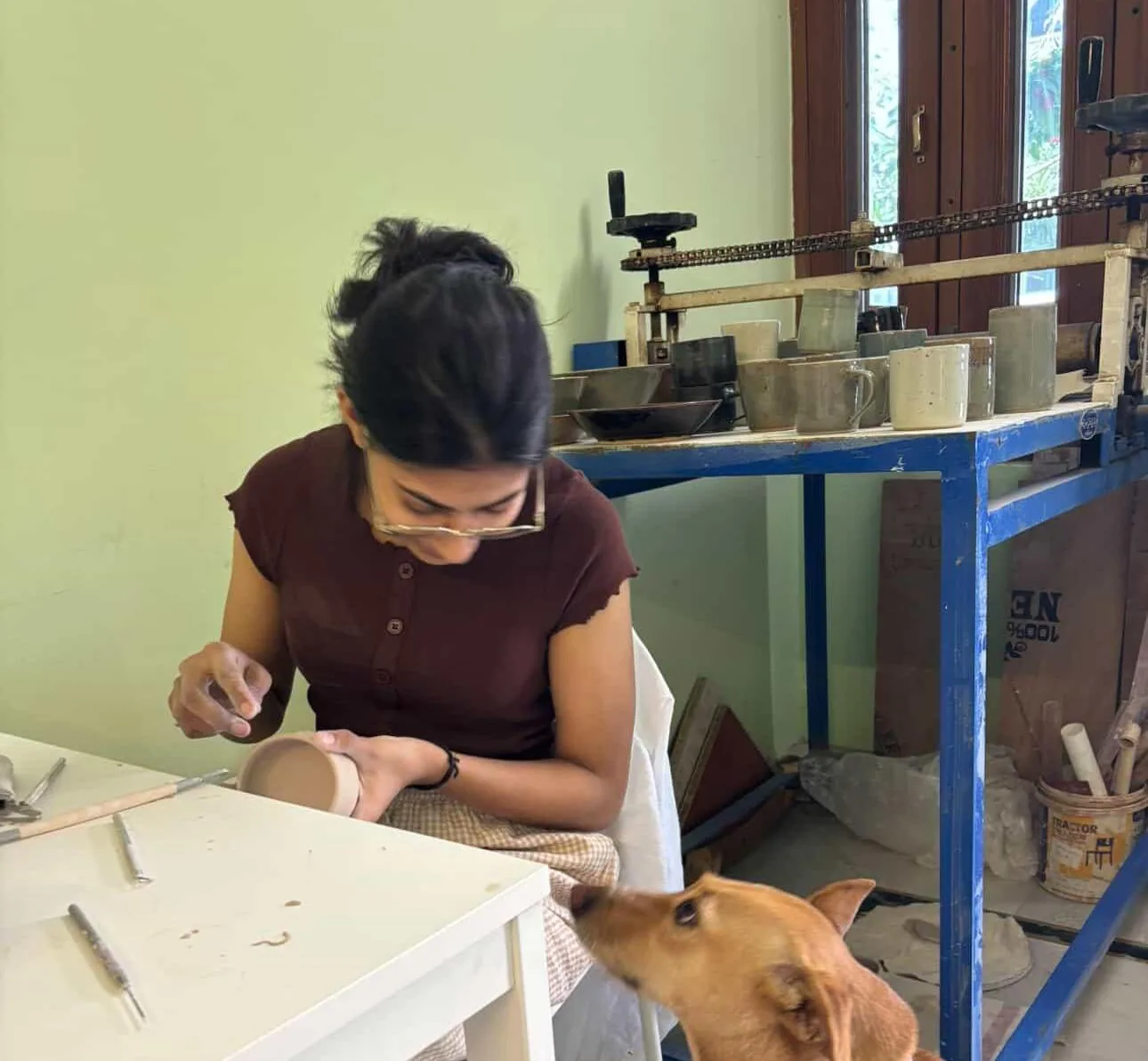 At the pottery wheel
